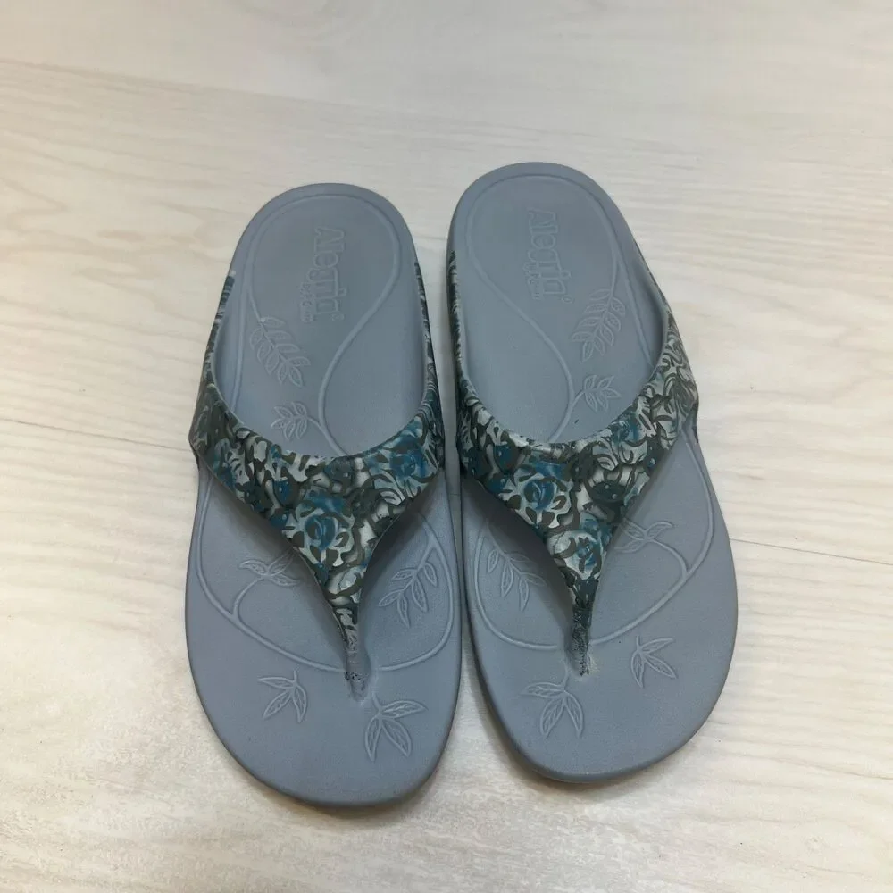 Alegria Printed Recovery Thong Sandals Womens Blue Casual Floral EU 40 US 9.5‎